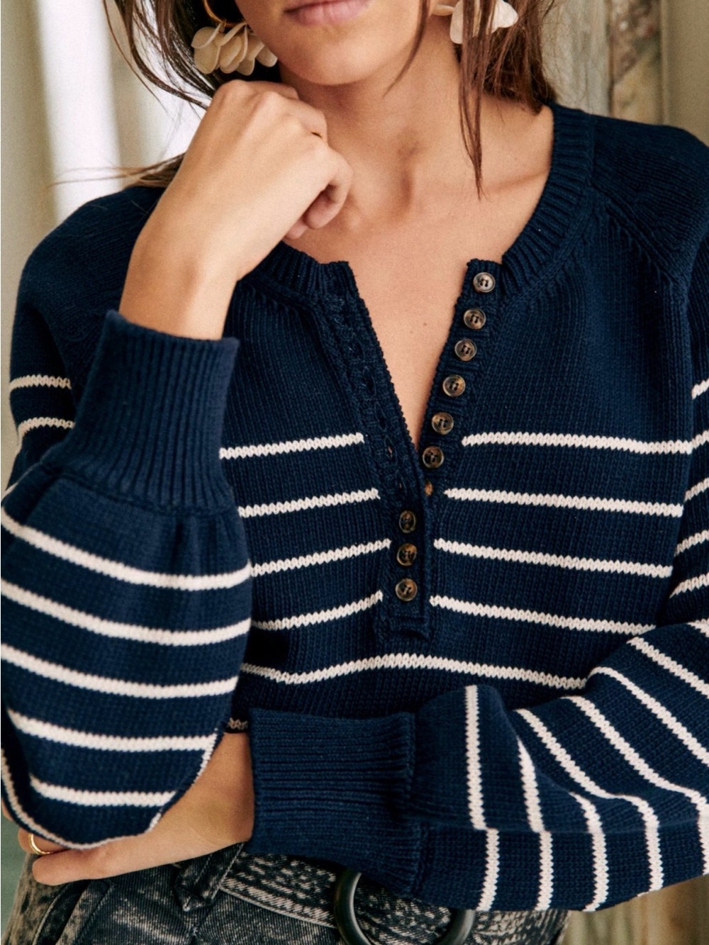 Sezane Léontine Jumper Navy / Ecru - Size XXS - smallest available size